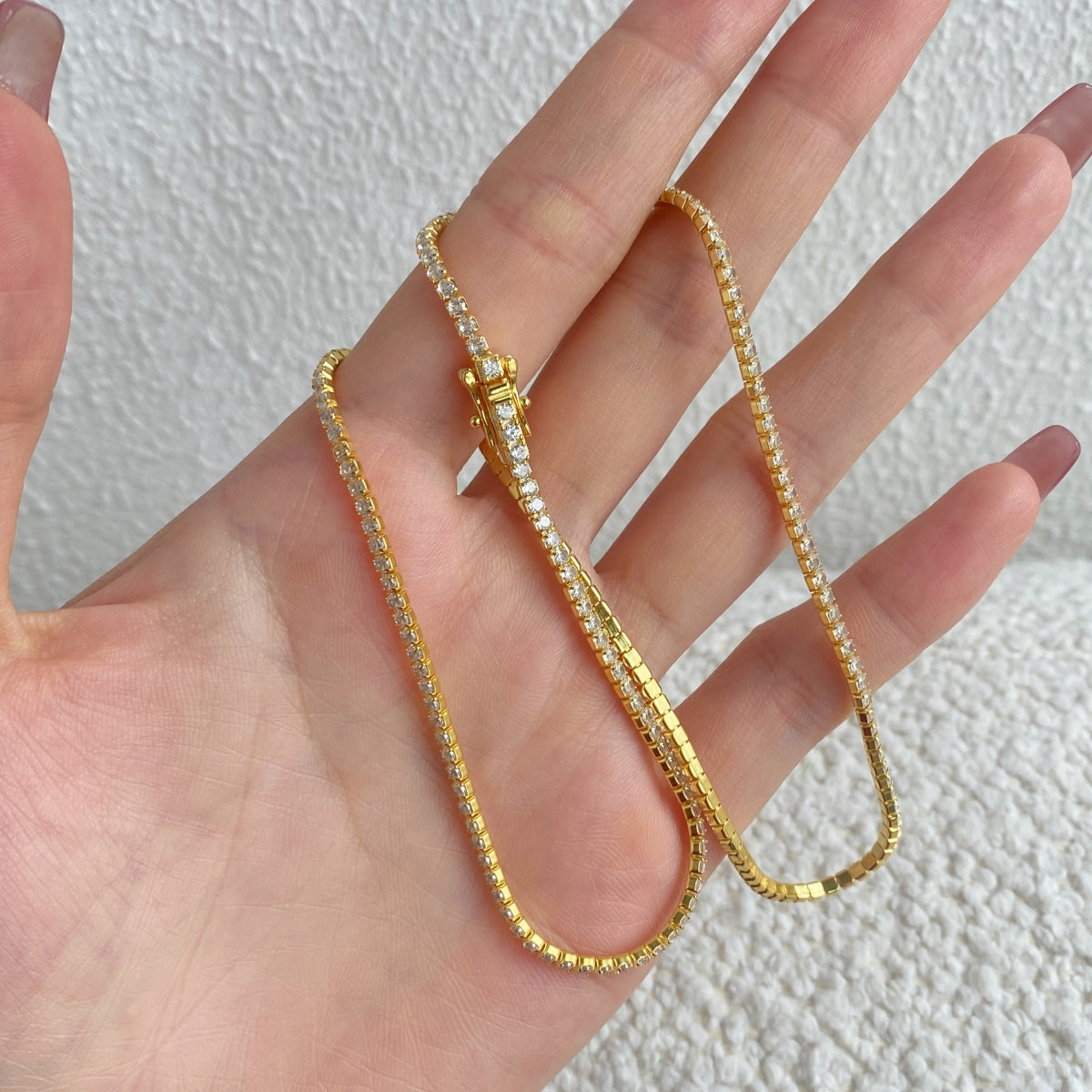 [Luxe Jewelry]Delicate Round Shape Tennis Necklace