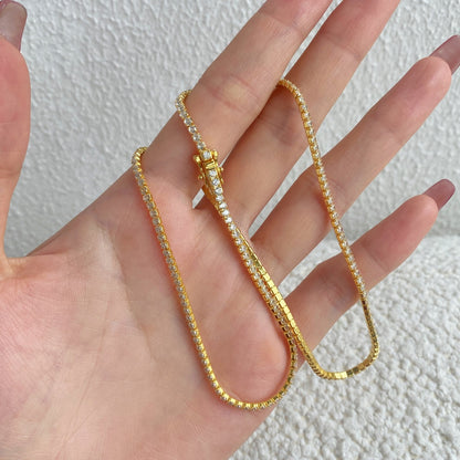 [Luxe Jewelry]Delicate Round Shape Tennis Necklace