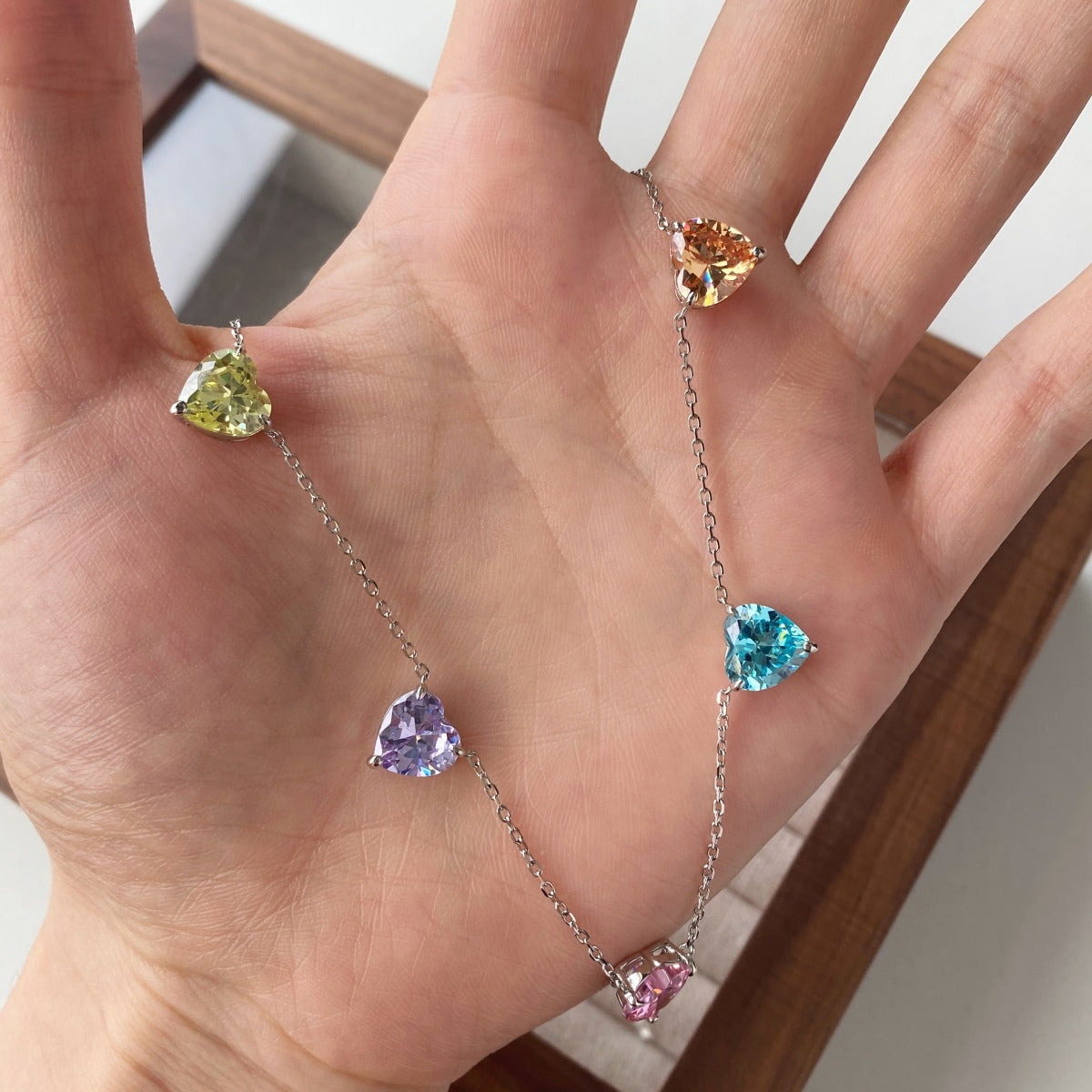 [Luxe Jewelry]Sparkling Colorful Heart Cut Necklace