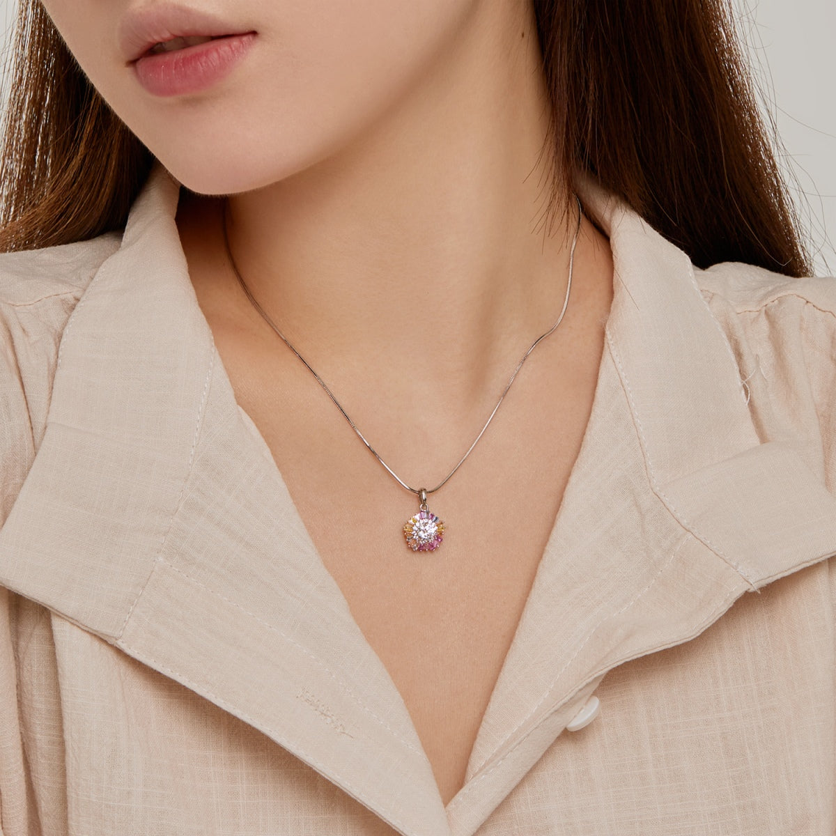 [Luxe Jewelry]Charming Flower Colorful Necklace