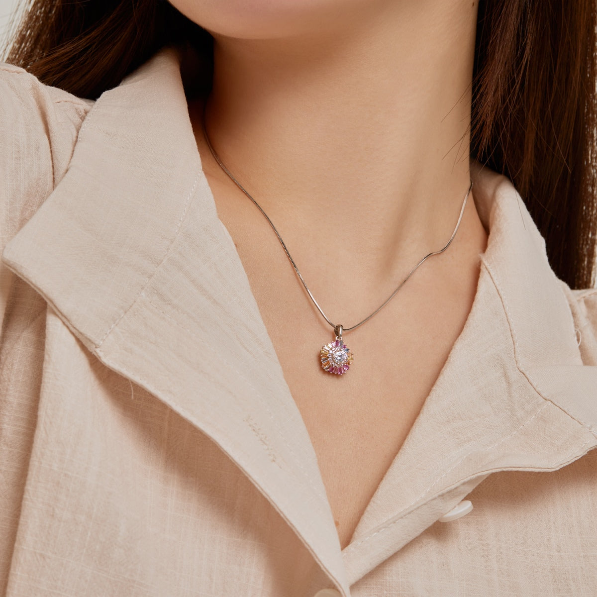 [Luxe Jewelry]Charming Flower Colorful Necklace