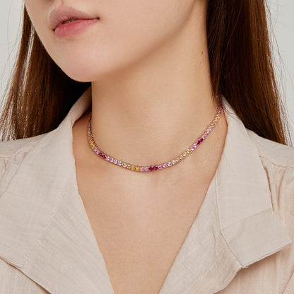 [Luxe Jewelry]Delicate Colorful Tennis Necklace