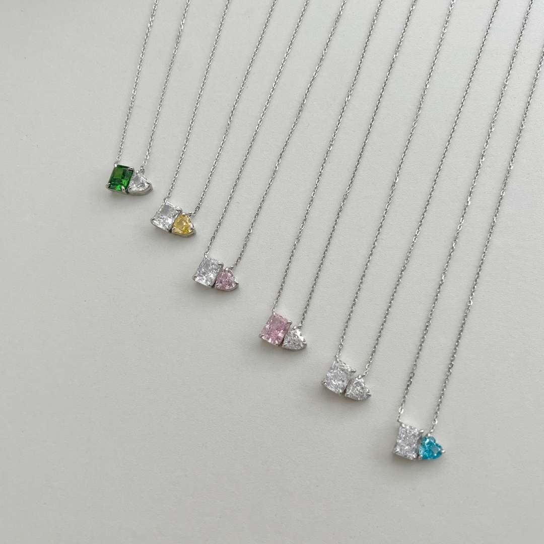 [Luxe Jewelry]Dazzling Square & Heart Shape Necklace