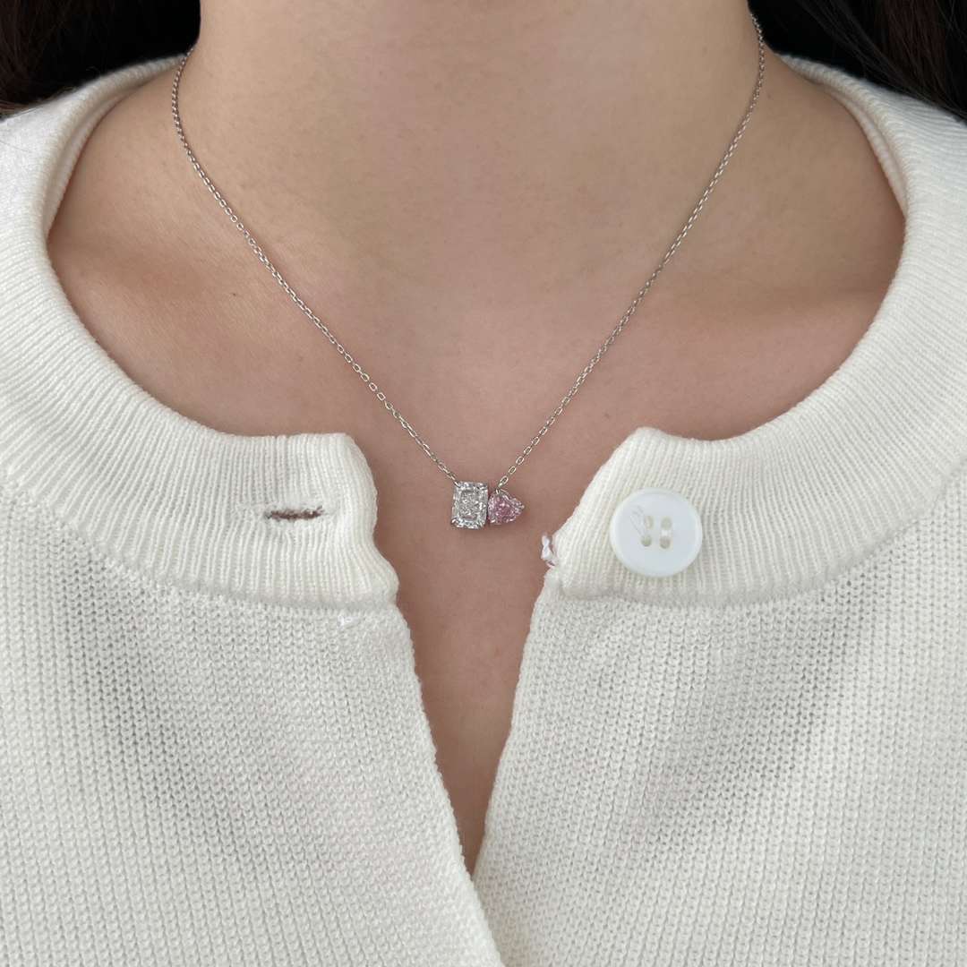 [Luxe Jewelry]Dazzling Square & Heart Shape Necklace