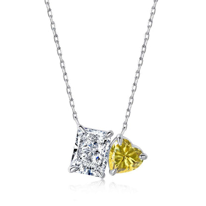 [Luxe Jewelry]Dazzling Square & Heart Shape Necklace