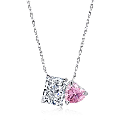 [Luxe Jewelry]Dazzling Square & Heart Shape Necklace