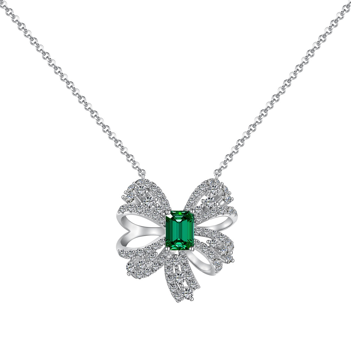 [Luxe Jewelry]Luxurious Flower Shape Emerald Cut Necklace