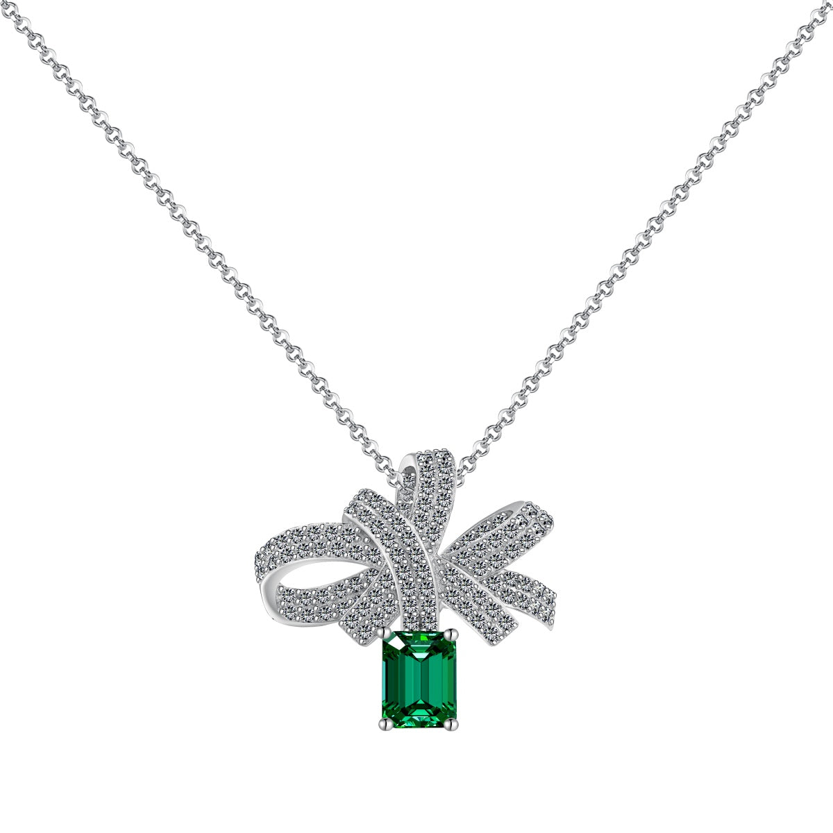 [Luxe Jewelry]Luxurious Flower Shape Emerald Cut Necklace