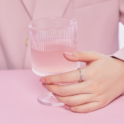 [Luxe Jewelry]Sparkling Colorful Round Cut Tennis Ring