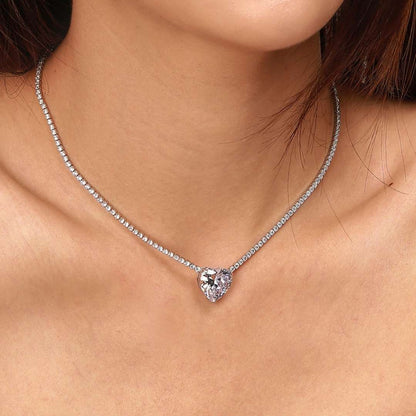 [Luxe Jewelry]8.0 Carat Versatile Colorful Sweet Heart-Shaped Tennis Necklace
