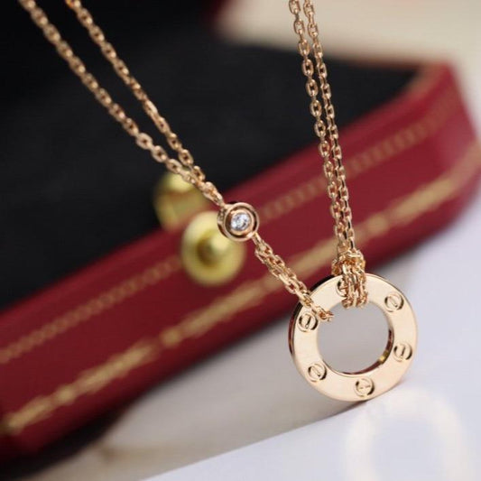 [Luxe Jewelry]LOVE NECKLACE ADJUSTABLE ROSE GOLD 2 DIAMOND