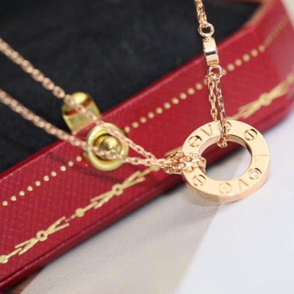 [Luxe Jewelry]LOVE NECKLACE ADJUSTABLE ROSE GOLD 2 DIAMOND