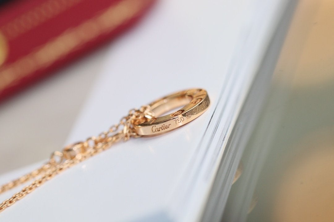 [Luxe Jewelry]LOVE NECKLACE ADJUSTABLE ROSE GOLD 2 DIAMOND