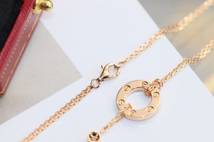 [Luxe Jewelry]LOVE NECKLACE ADJUSTABLE ROSE GOLD 2 DIAMOND