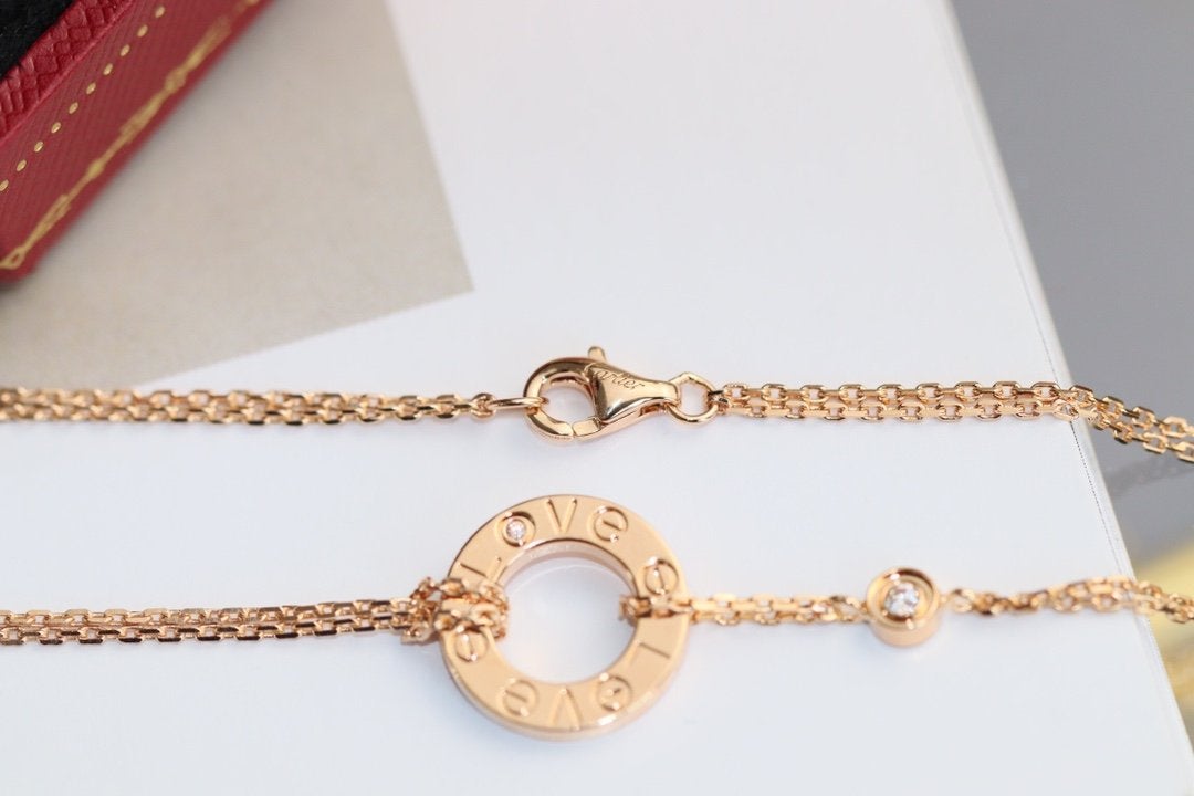 [Luxe Jewelry]LOVE NECKLACE ADJUSTABLE ROSE GOLD 2 DIAMOND