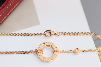 [Luxe Jewelry]LOVE NECKLACE ADJUSTABLE ROSE GOLD 2 DIAMOND