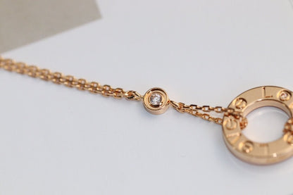 [Luxe Jewelry]LOVE NECKLACE ADJUSTABLE ROSE GOLD 2 DIAMOND