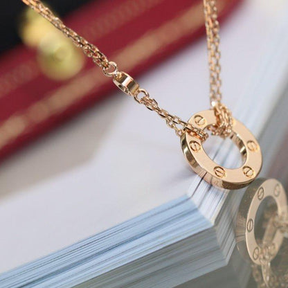 [Luxe Jewelry]LOVE NECKLACE ADJUSTABLE ROSE GOLD 2 DIAMOND