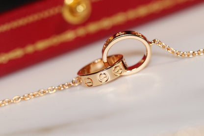 [Luxe Jewelry]LOVE NECKLACE PINK GOLD AND SILVER