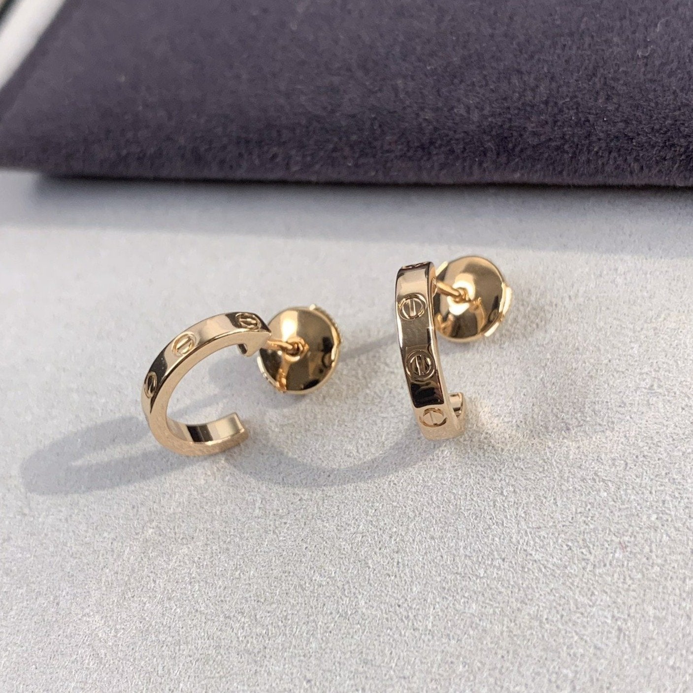 [Luxe Jewelry]LOVE EARRINGS 2.65MM PINK GOLD