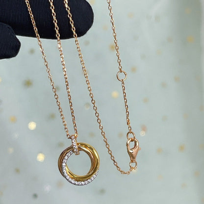[Luxe Jewelry]TRINITY NECKLACE SILVER GOLD PINK GOLD DIAMONDS