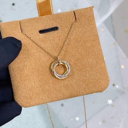 [Luxe Jewelry]TRINITY NECKLACE SILVER GOLD PINK GOLD DIAMONDS