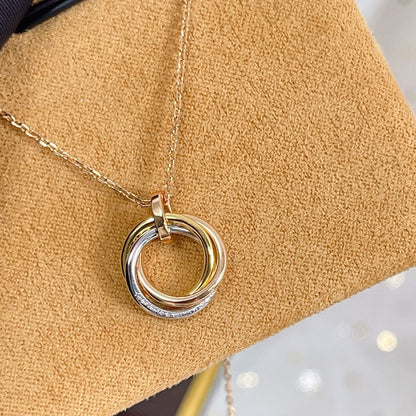 [Luxe Jewelry]TRINITY NECKLACE SILVER GOLD PINK GOLD DIAMONDS