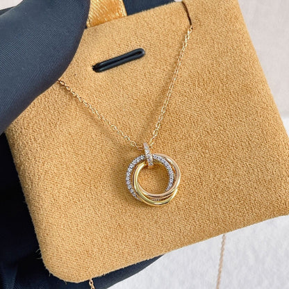 [Luxe Jewelry]TRINITY NECKLACE SILVER GOLD PINK GOLD DIAMONDS