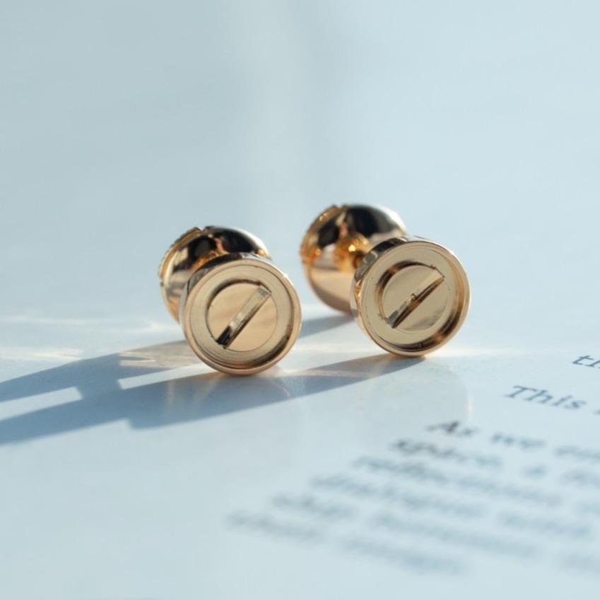 [Luxe Jewelry]LOVE EARRINGS PINK GOLD 10MM