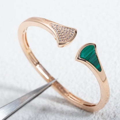 [Luxe Jewelry]DREAM BRACELET OPEN MALACHITE PINK GOLD