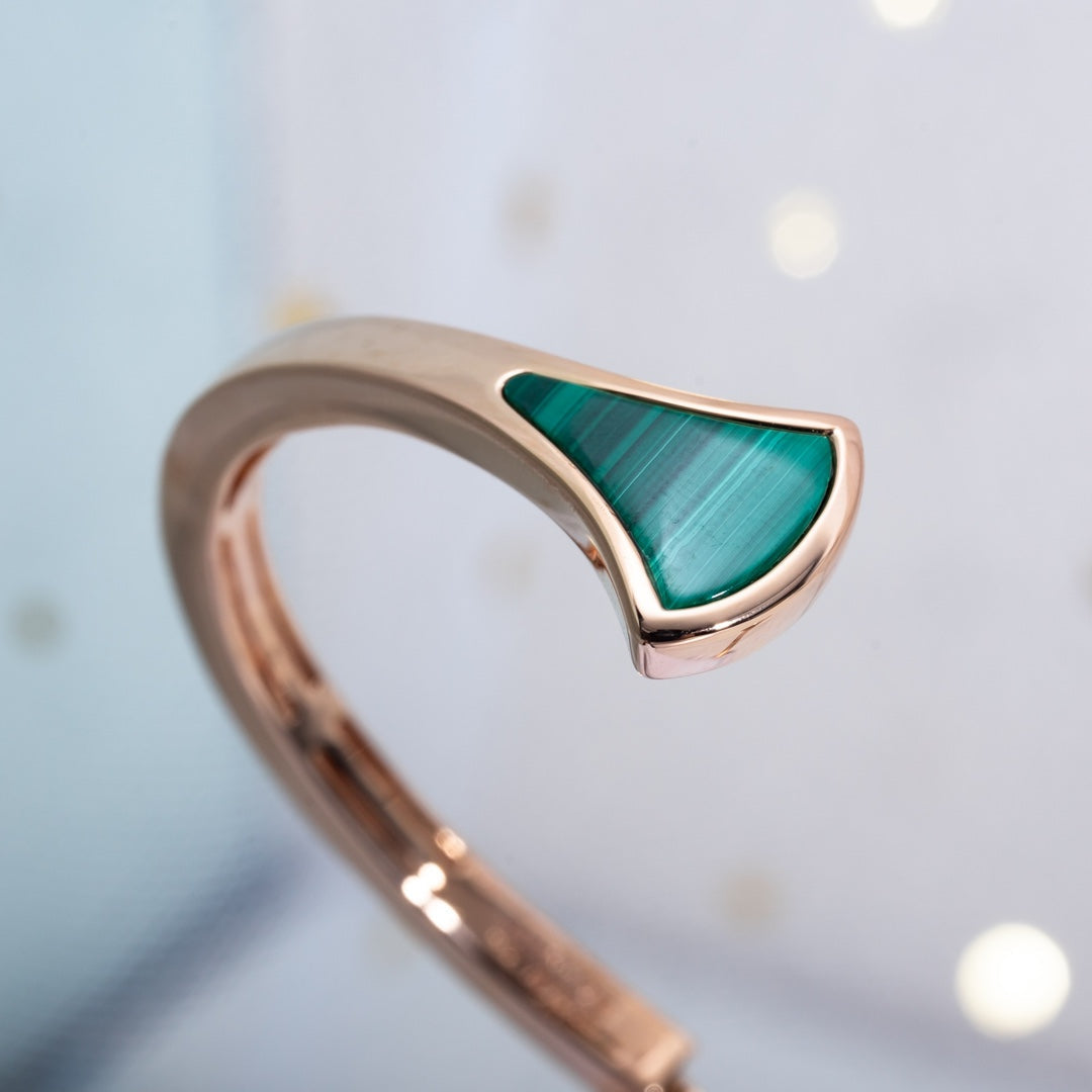 [Luxe Jewelry]DREAM BRACELET OPEN MALACHITE PINK GOLD