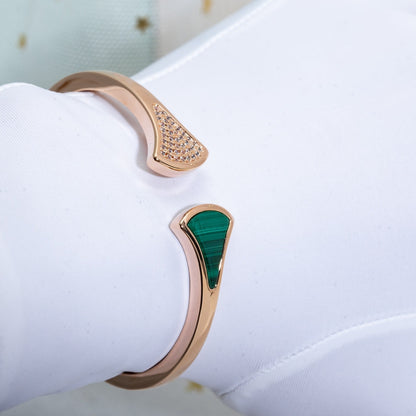 [Luxe Jewelry]DREAM BRACELET OPEN MALACHITE PINK GOLD