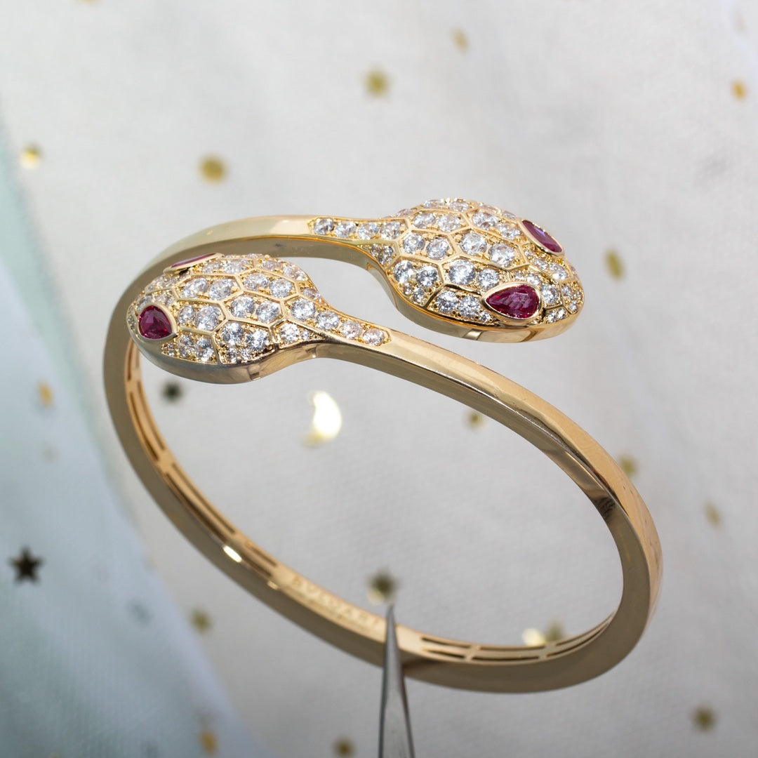 [Luxe Jewelry]SERPENTI BRACELET PINK GOLD DIAMOND DOUBLE SNAKE