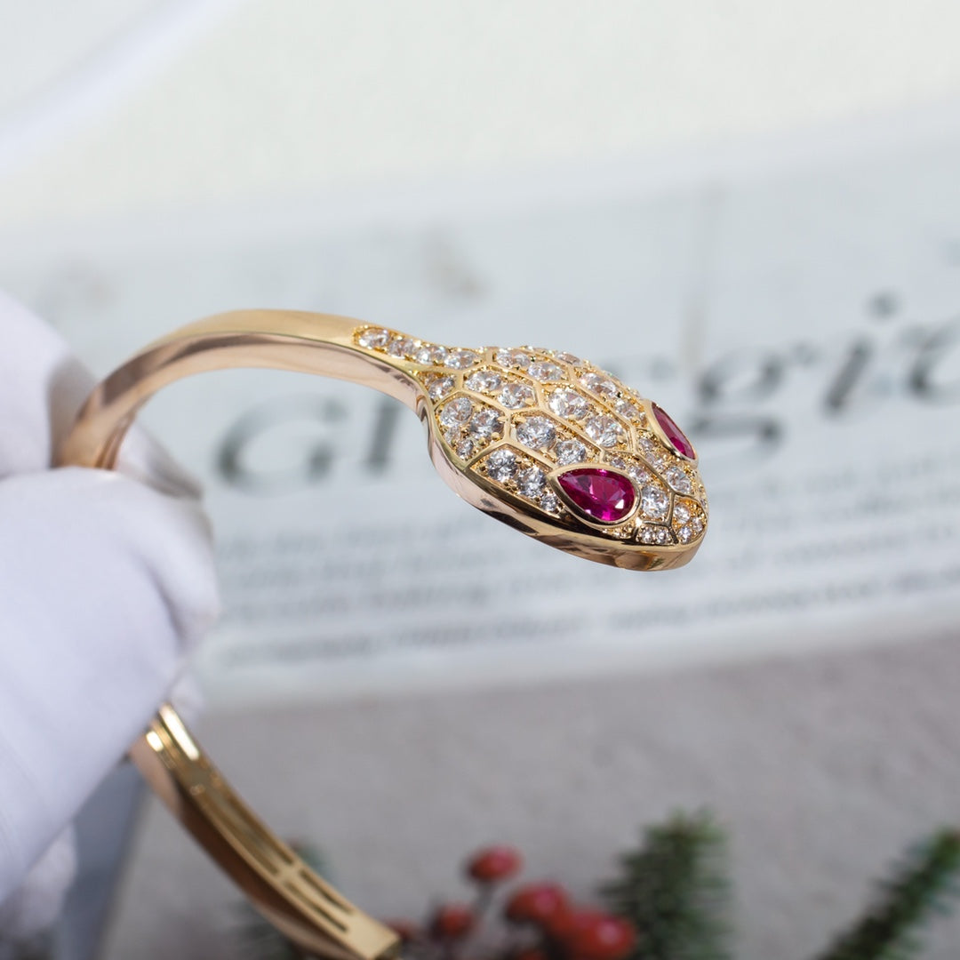 [Luxe Jewelry]SERPENTI BRACELET PINK GOLD DIAMOND DOUBLE SNAKE