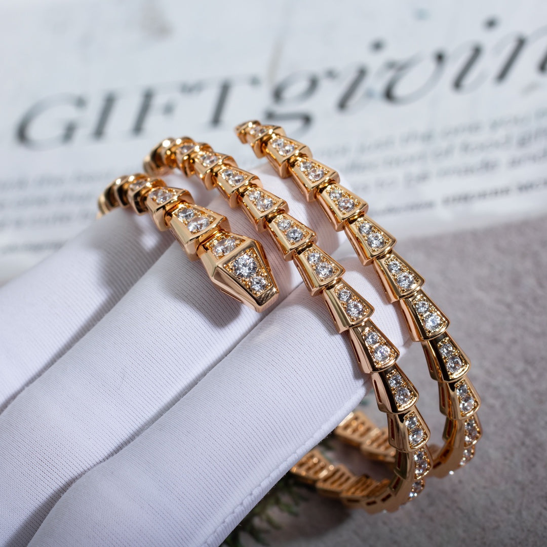 [Luxe Jewelry]SERPENTI BRACELET PINK GOLD DIAMOND DOUBLE ROW