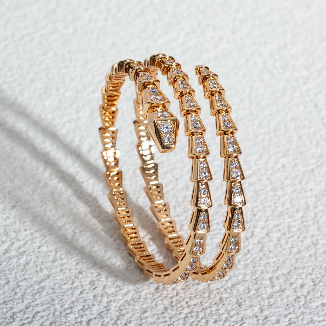 [Luxe Jewelry]SERPENTI BRACELET PINK GOLD DIAMOND DOUBLE ROW