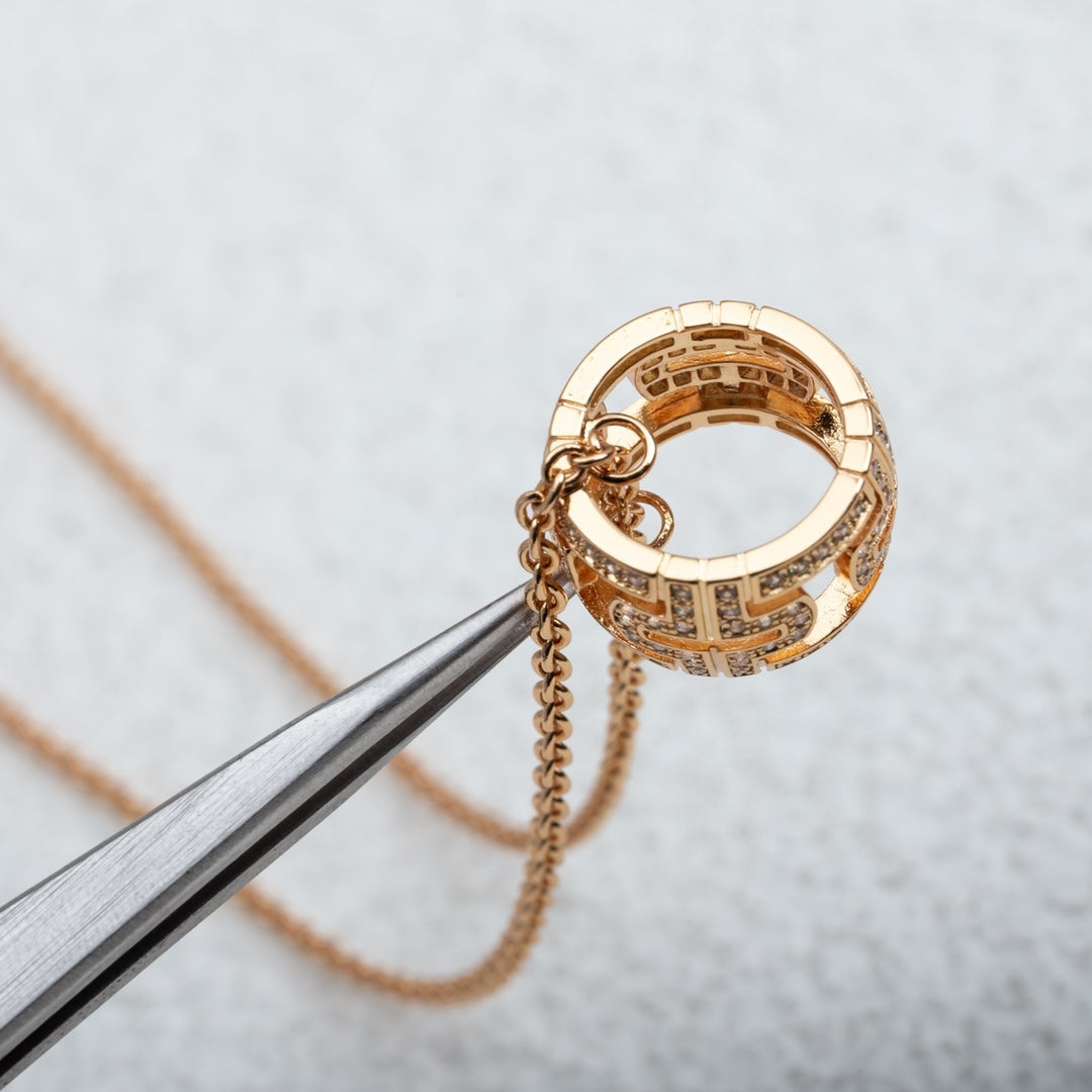 [Luxe Jewelry]PARENTESI NECKLACE PINK GOLD DIAMOND