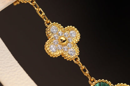 [Luxe Jewelry]CLOVER EARRINGS GOLD MALACHITE DIAMOND 3 MOTIF