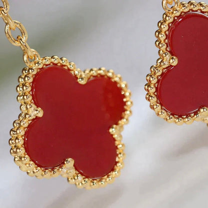 [Luxe Jewelry]CLOVER  2 MOTIF  TIGER EYE CARNELIAN EARRINGS