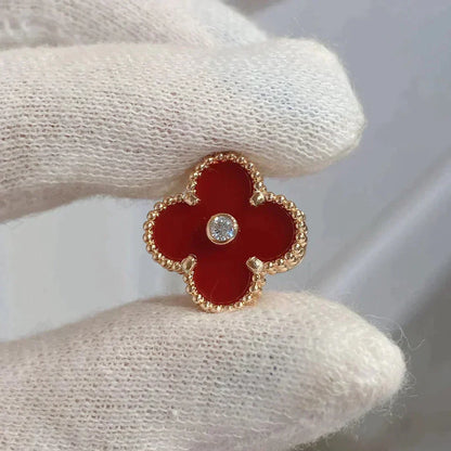 [Luxe Jewelry]CLOVER MEDIUM 1 MOTIFS CARNELIAN  DIAMOND earrings