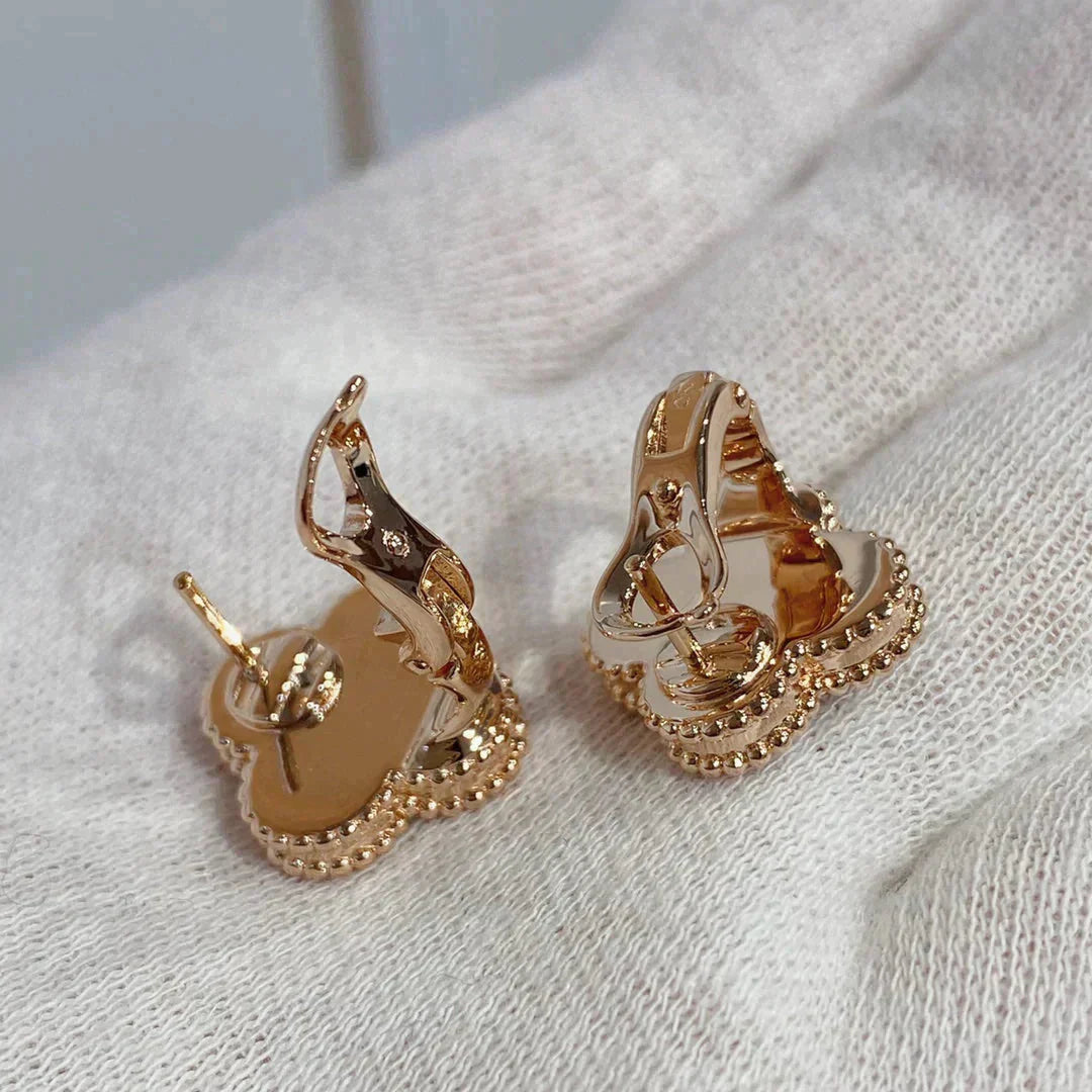 [Luxe Jewelry]CLOVER MEDIUM 1 MOTIFS CARNELIAN  DIAMOND earrings