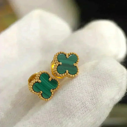 [Luxe Jewelry]CLOVER MINI 9.5MM MALACHITE  EARRINGS