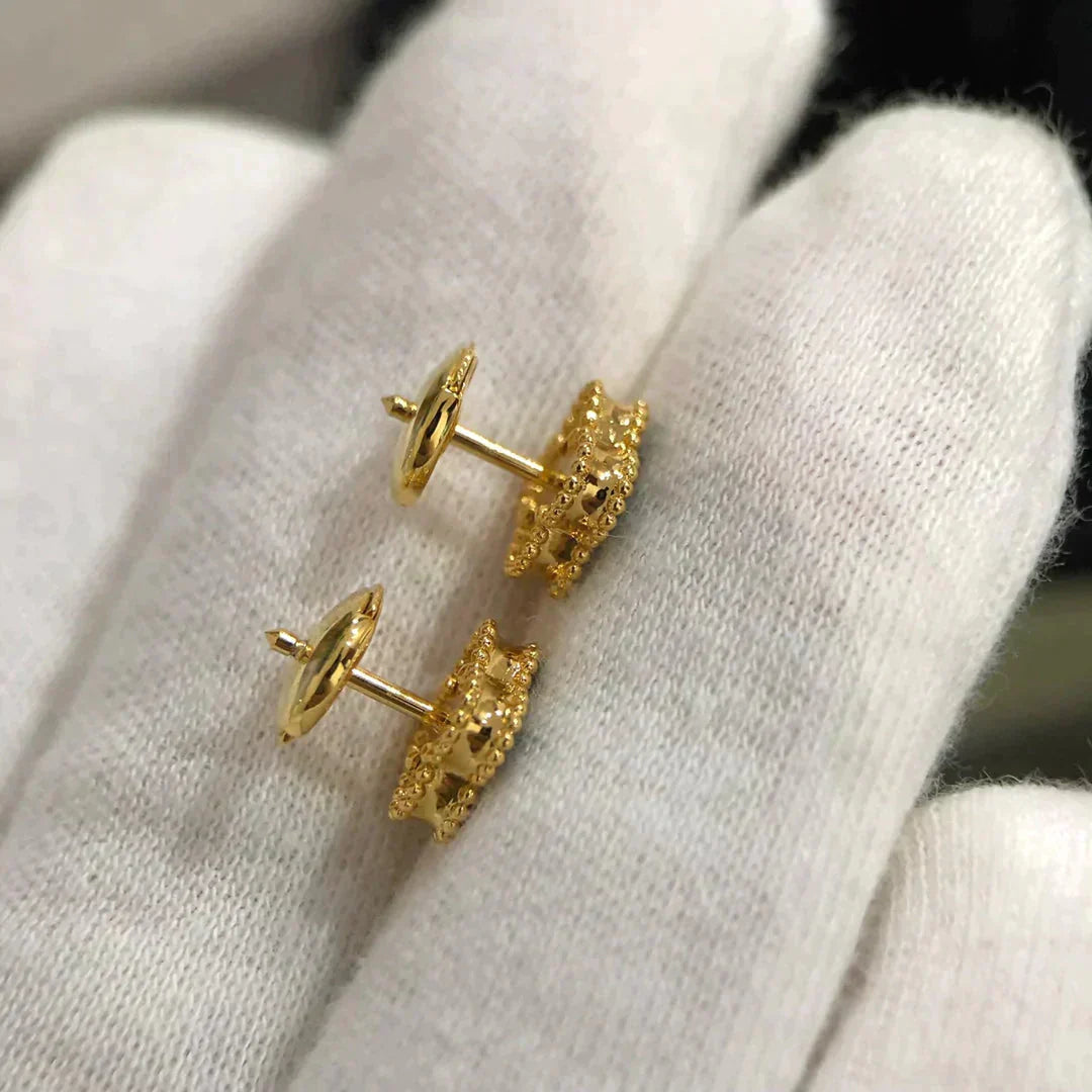 [Luxe Jewelry]CLOVER MINI 9.5MM MALACHITE  EARRINGS