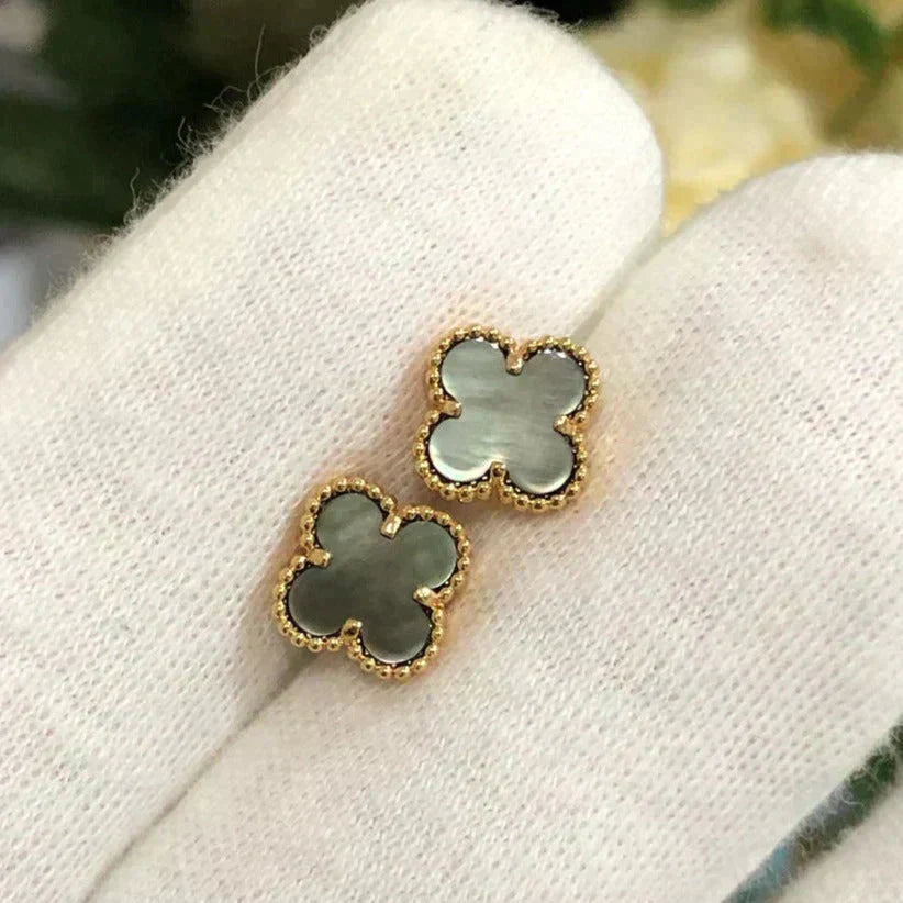[Luxe Jewelry]CLOVER MINI 9.5MM GRAY MOP EARRINGS