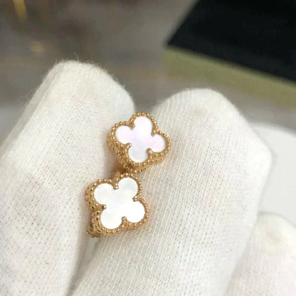 [Luxe Jewelry]CLOVER MINI 9.5MM WHITE MOP EARRINGS