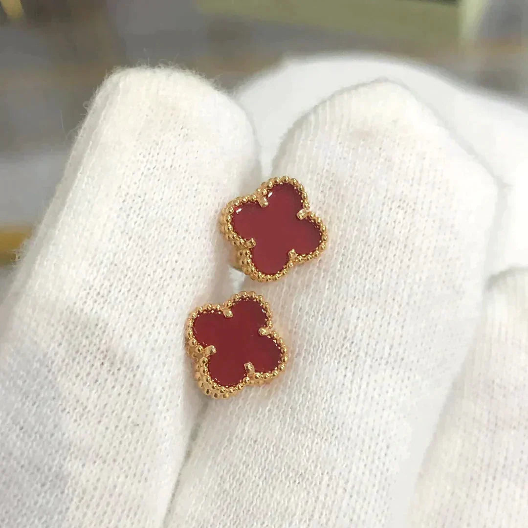 [Luxe Jewelry]CLOVER MINI 9.5MM CARNELIAN EARRINGS