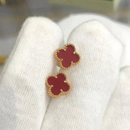 [Luxe Jewelry]CLOVER MINI 9.5MM CARNELIAN EARRINGS