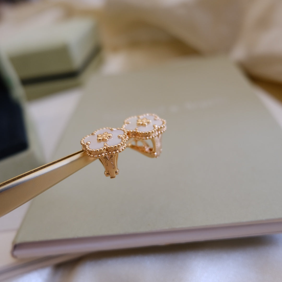 [Luxe Jewelry]LUCKY PINK GOLD WHITE MOP EARRINGS