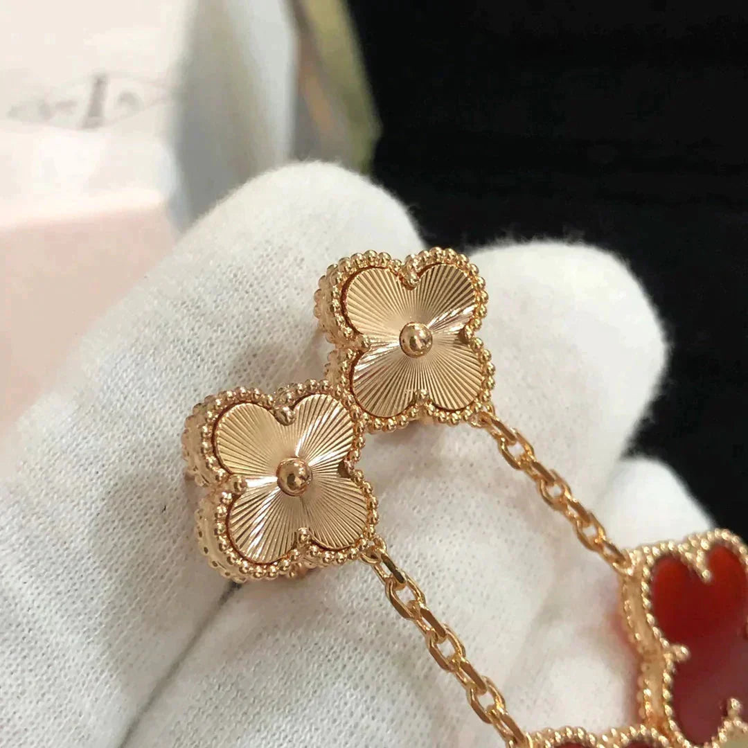 [Luxe Jewelry]CLOVER 2 MOTIF  LASER CARNELIAN EARRINGS