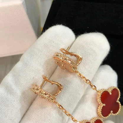 [Luxe Jewelry]CLOVER 2 MOTIF  LASER CARNELIAN EARRINGS